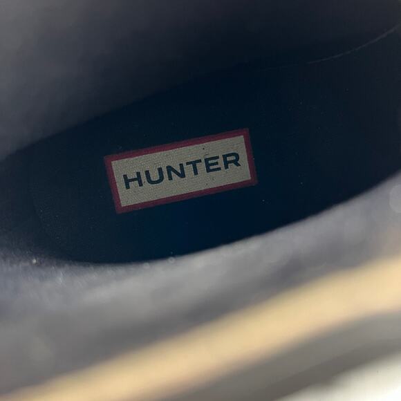 HUNTER Lace Up Rain Boots Womens 6 Black White Nightfall Marbled Rubber Bootie - Picture 8 of 11